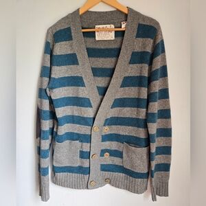 Trovata Gray and Blue Striped Cardigan